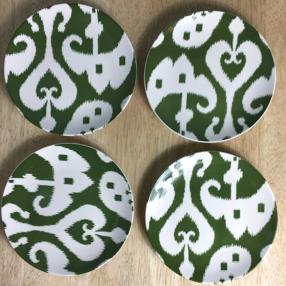 Pottery Barn Other - Pottery Barn 8.5" Green Ikat Salad Plates- 4
